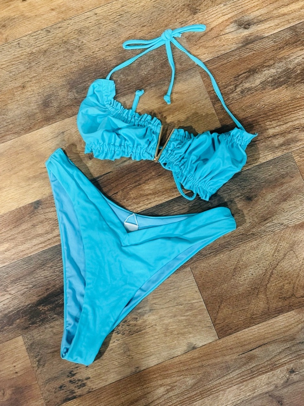 Turquoise Ruffle Bikini Set